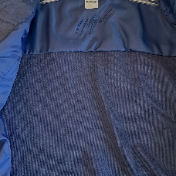 💙Peter Nygard Sz Large Royal Blue leather studded and ruffle front zip swacket. - Picture 11 of 11